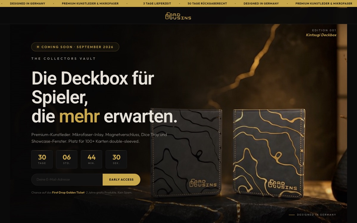 Website CardCousins – Desktop