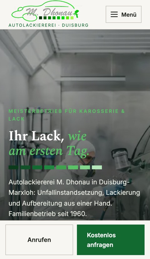 Website Autolackiererei Dhonau – Tablet
