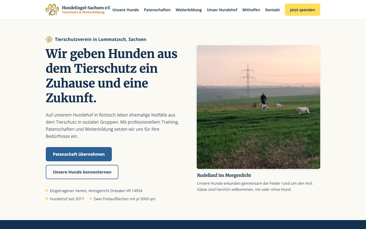 Website HundeEngel-Sachsen – Desktop