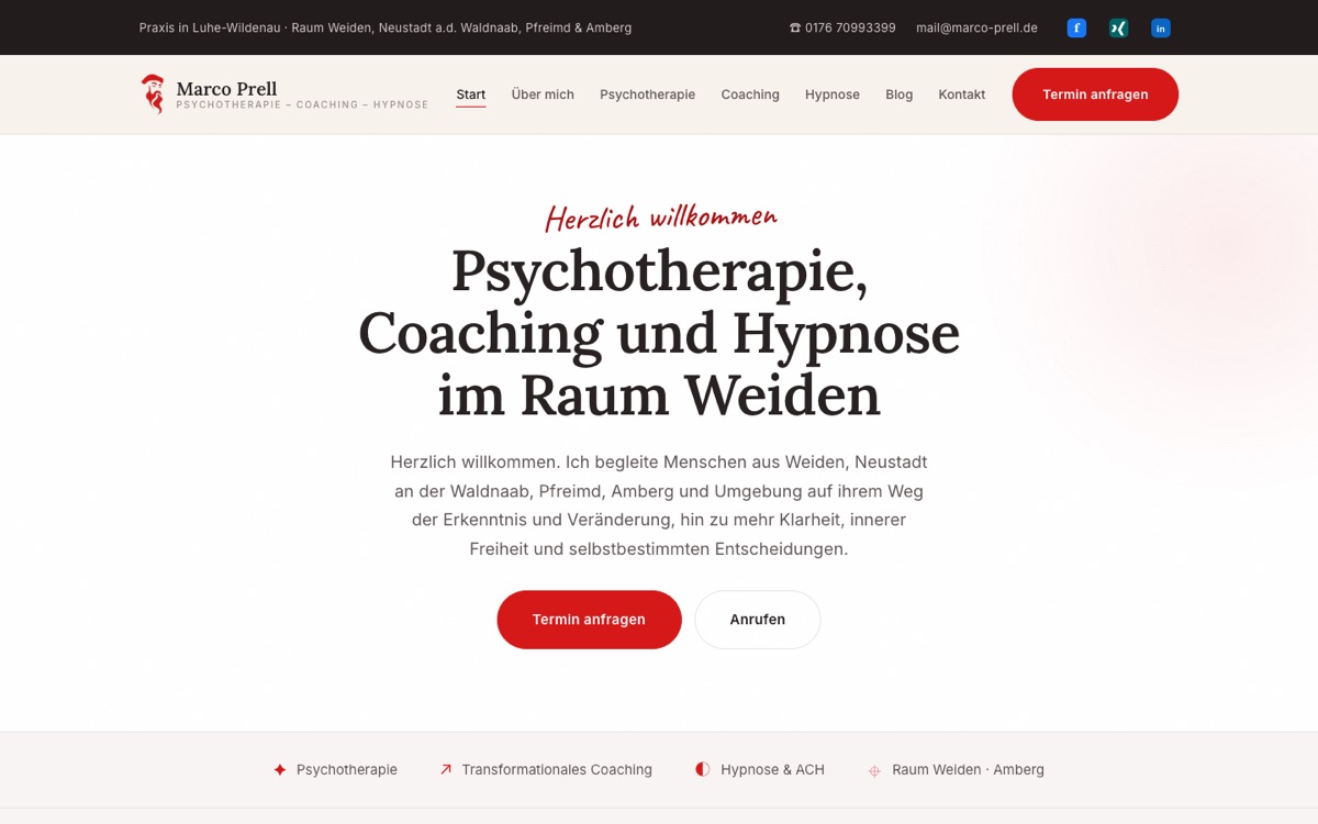 Website Marco Prell – Desktop