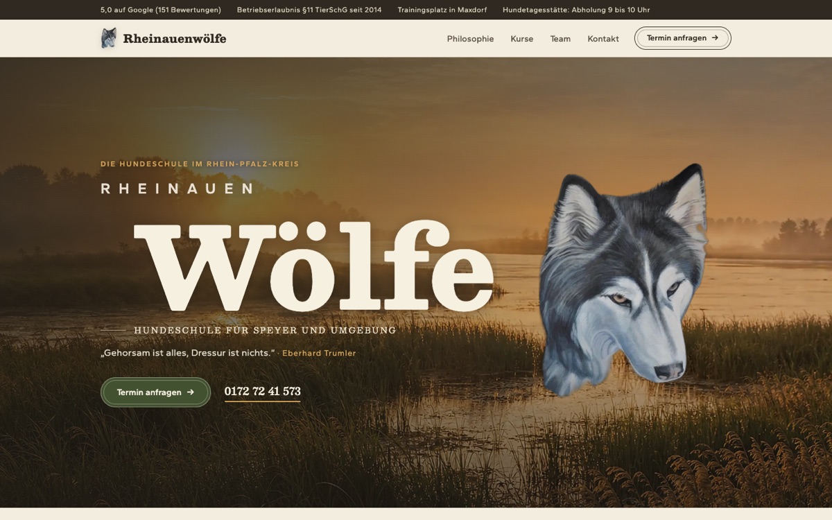 Website Rheinauenwölfe – Desktop