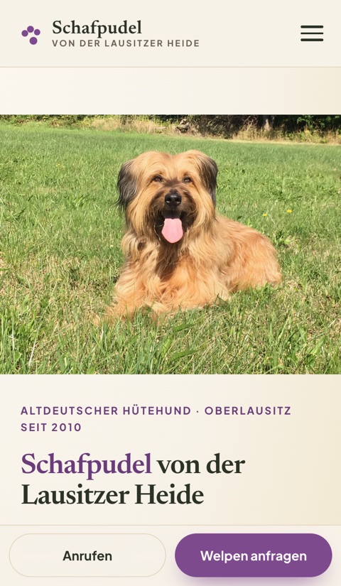Website Schafpudel Lausitzer Heide – Tablet